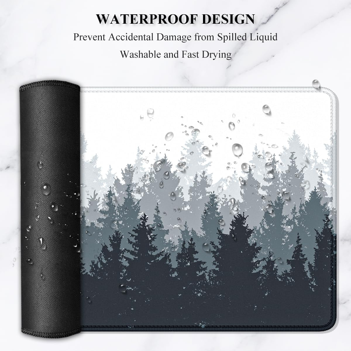 Large Gaming Mouse Pad, Desk Mat, 35.4" X 15.7" XXL XXXL Mouse Pad for Desk, Desk Mouse Pad for Keyboard Laptop, Full Size Big Extended Long Thin Desk Mouse Pad, White Forest Background