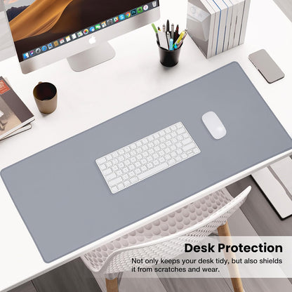 Waterproof Mouse Pad with Durable Stitched Edge, XXXL Gaming Keyboard Pad, Non-Slip Rubber Base Mouse Mat, Extended Desk Pad for Gamer, Office & Home, Gray Mousepad 35.4''X 15.7''X 0.12''