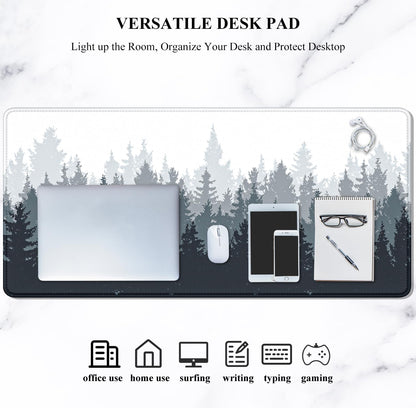 Large Gaming Mouse Pad, Desk Mat, 35.4" X 15.7" XXL XXXL Mouse Pad for Desk, Desk Mouse Pad for Keyboard Laptop, Full Size Big Extended Long Thin Desk Mouse Pad, White Forest Background