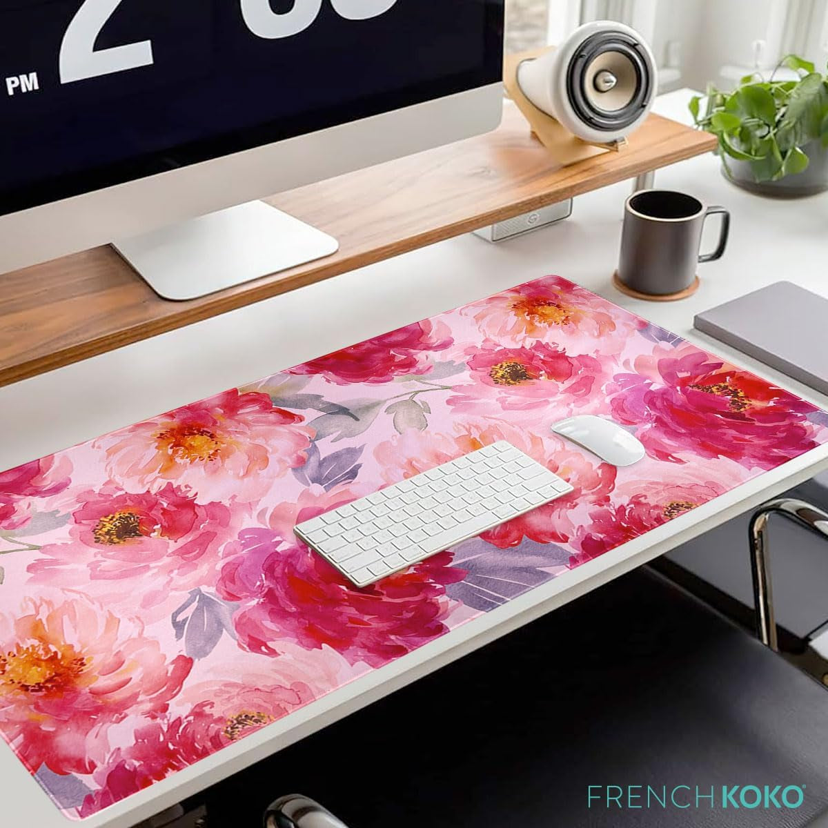 Desk Mat, Large Desk Pad Large Mouse Pad Cute Desk Accessories Home Office Essentials XL Desk Mat Desk Pad Mat for Keyboard Mouse Desk Pads on Top of Desks Computer Pink Floral Women Girls